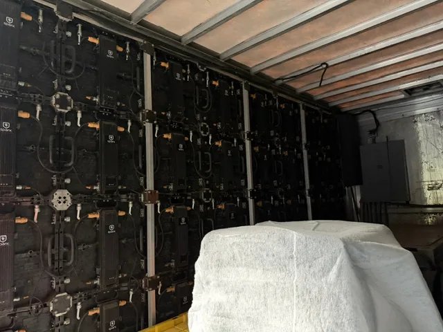 Onboard generator compartment inside the LED advertising truck