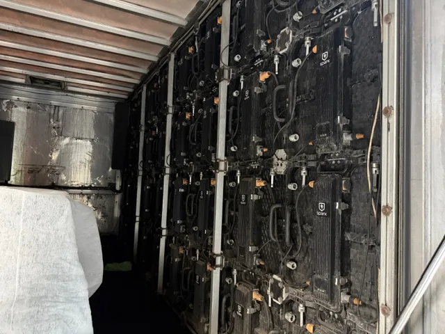 Interior view of the LED screen panels and rear service access