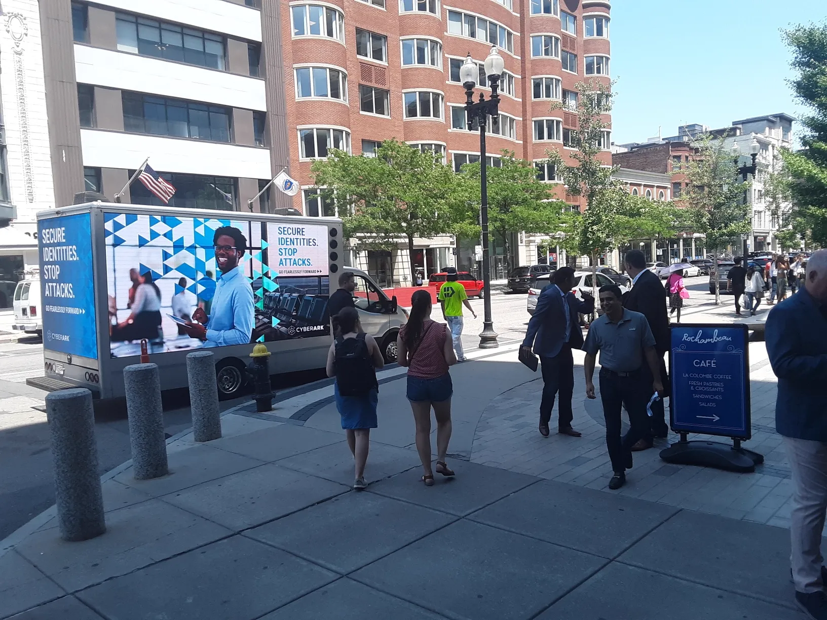CyberArk LED billboard truck reaching business conference attendees in Boston Back Bay near Hynes Convention Center