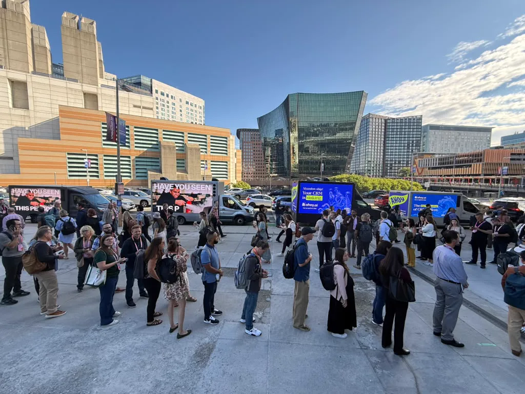 Lovable mobile LED billboard trucks captivating attendees outside UNBOUND 2026 at the Boston convention center